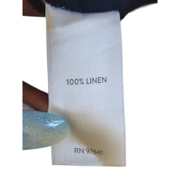 J. Jill Midi Shirt Dress, Navy Blue, Linen, Sleeveless, Tie Front, Sz LP - Picture 7 of 8